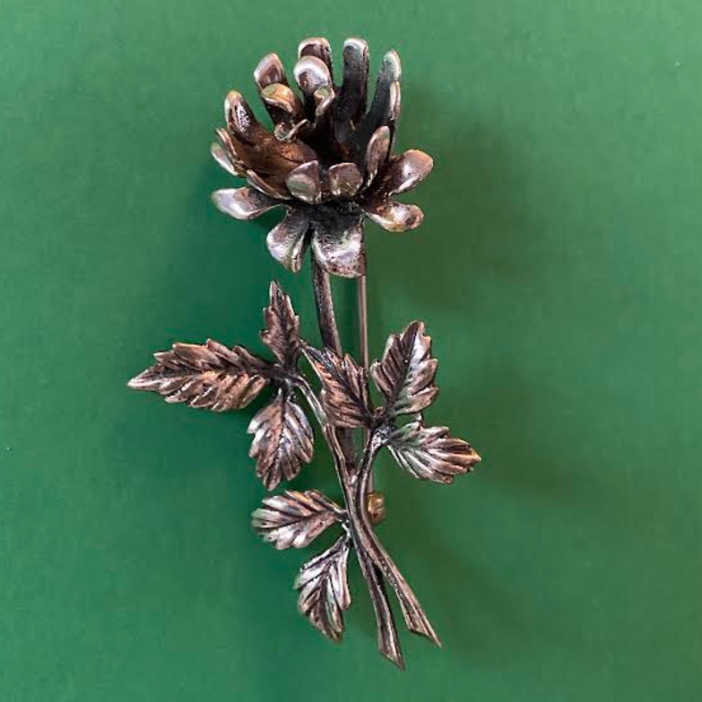 Vintage Sterling Silver Floral Brooch